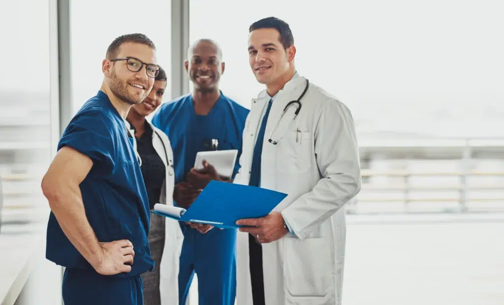 Medical team discussing medical billing for mental health.